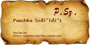 Paschka Szólát névjegykártya